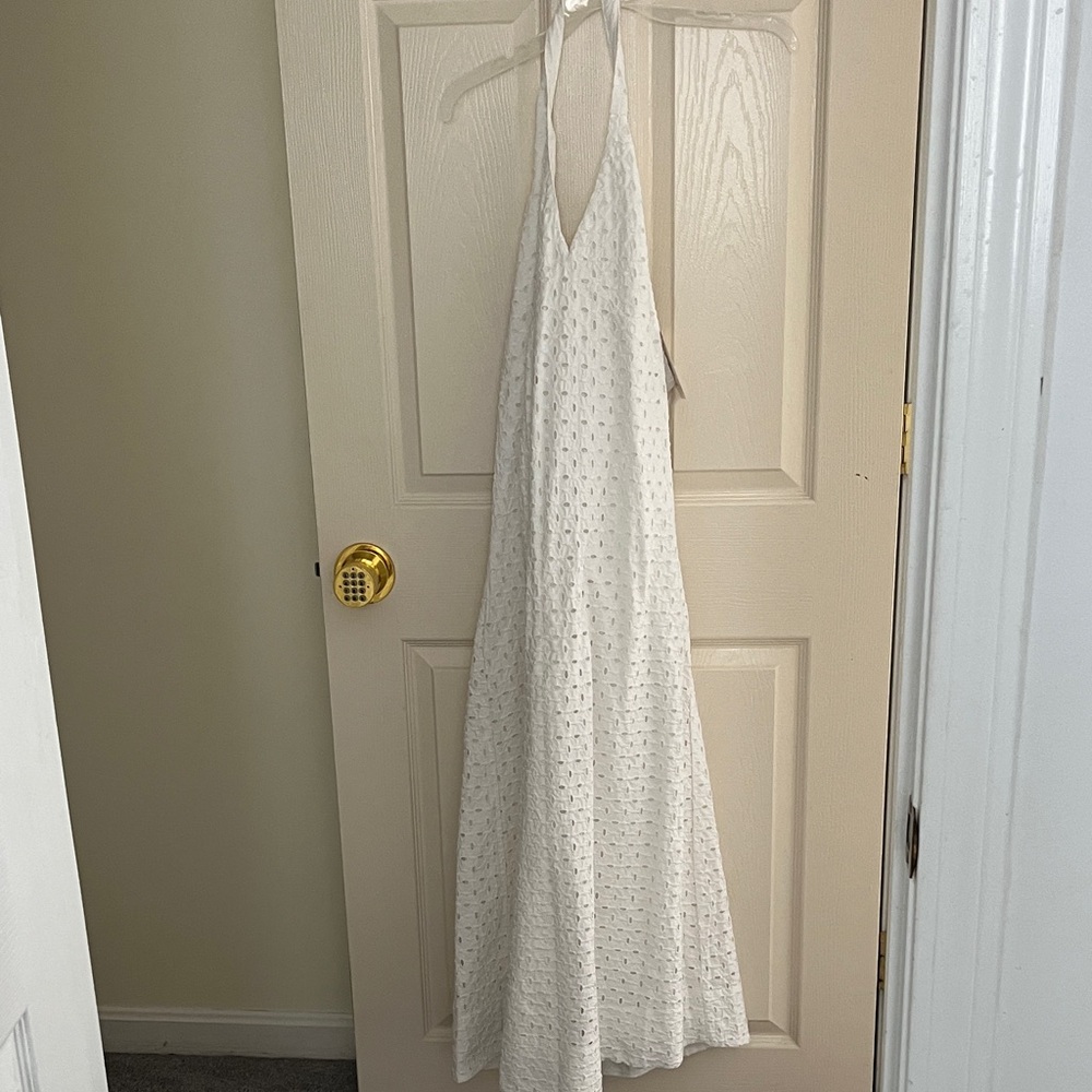 Elegant White Halter Dress
